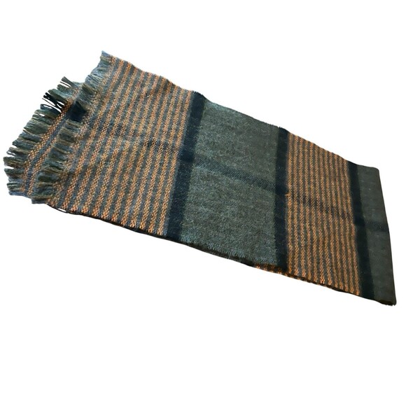 Horkshire Hand Loomed Alpaca And Wool Scarf Plaid 48”x11” VTG - Picture 6 of 7